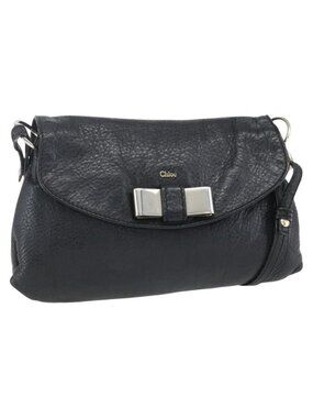 Authentic Chloe Lily Shoulder Bag Leather 2way Black Gold